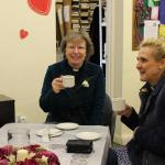 Revd Lizzie Hood enjoys a tea-break.